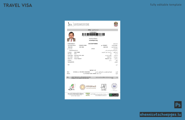 E-Visum für die VAE in den Formaten Word und PDF, Version 4 – Beispielvorschau